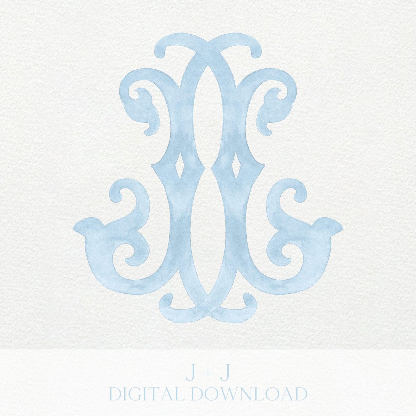 Watercolor Wedding Monogram JJ – Classic Design (Digital Download)