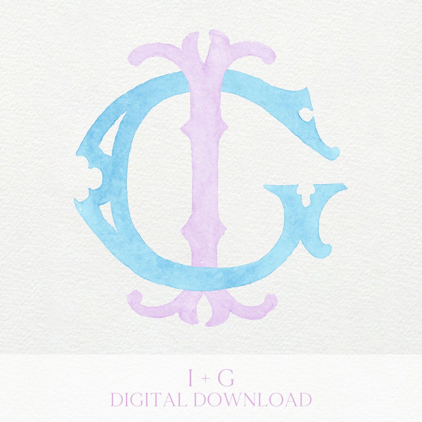 Watercolor Wedding Monogram GI/IG - Classic Interlocking Design (Digital Download)