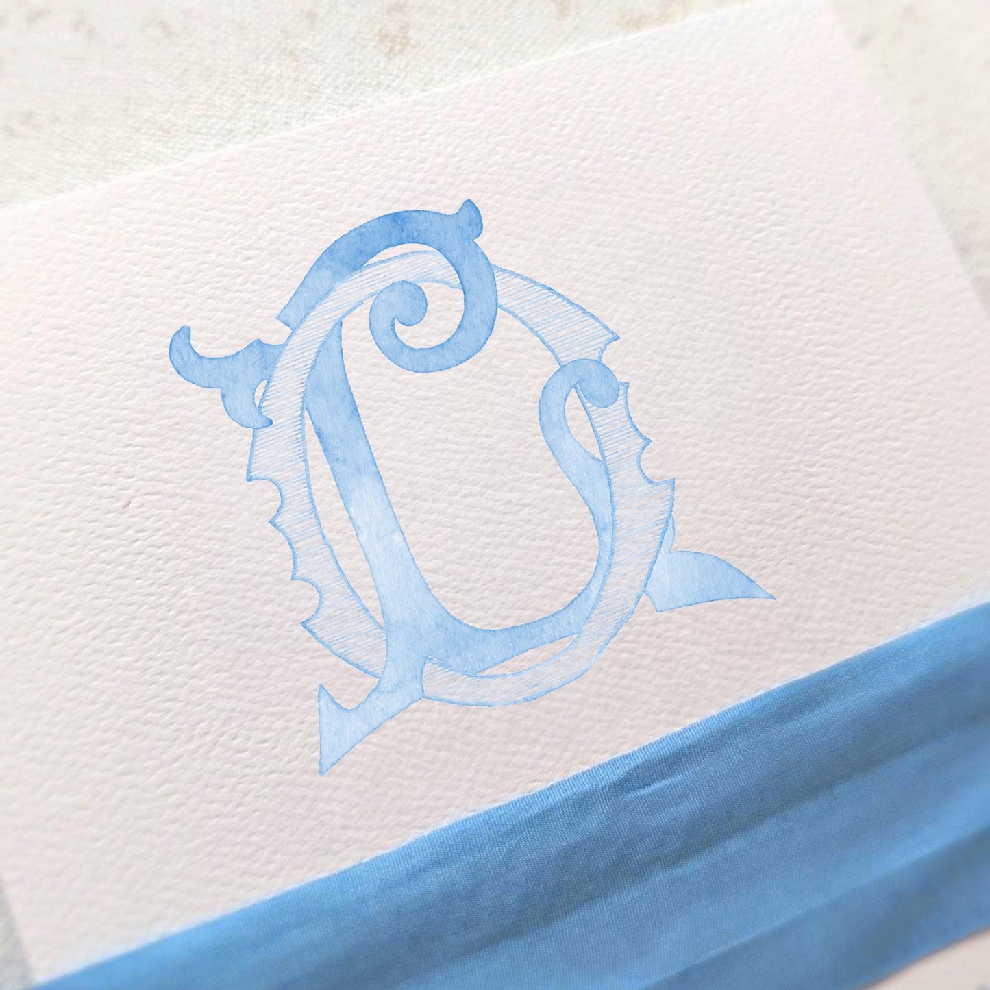 Watercolor Wedding Monogram LO - Classic Initial Design (Digital Download)