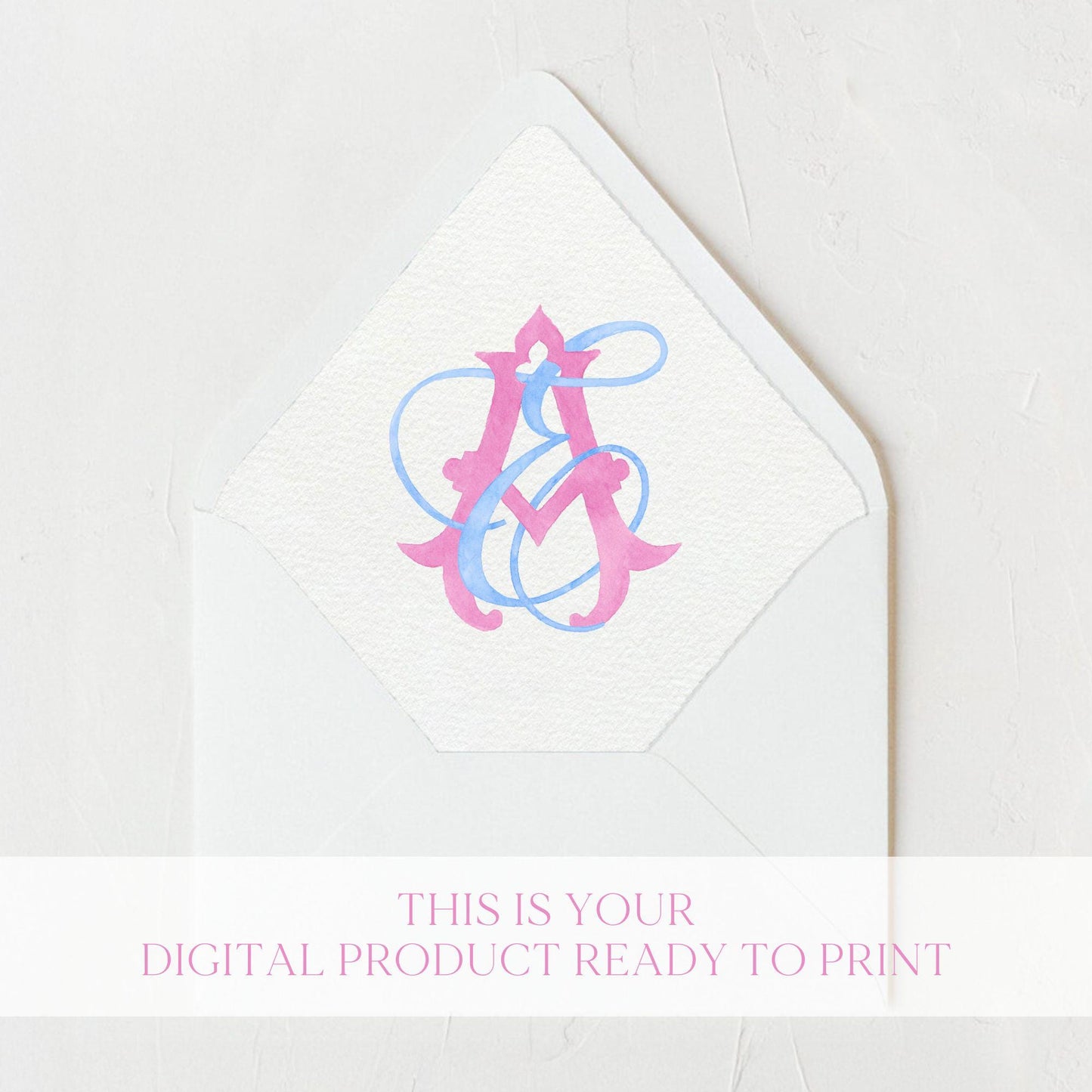 Watercolor Wedding Monogram AE/EA - Classic Style (Digital Download)