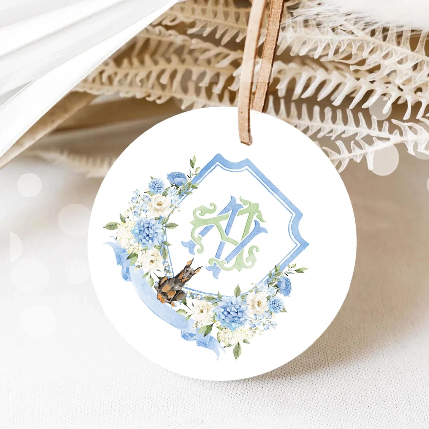 White Roses Hydrangea Flower Wedding Crest - Monogram Crest - Hydrangea Floral Luxury Watercolor Wedding Crest - Romantic Wedding Crest