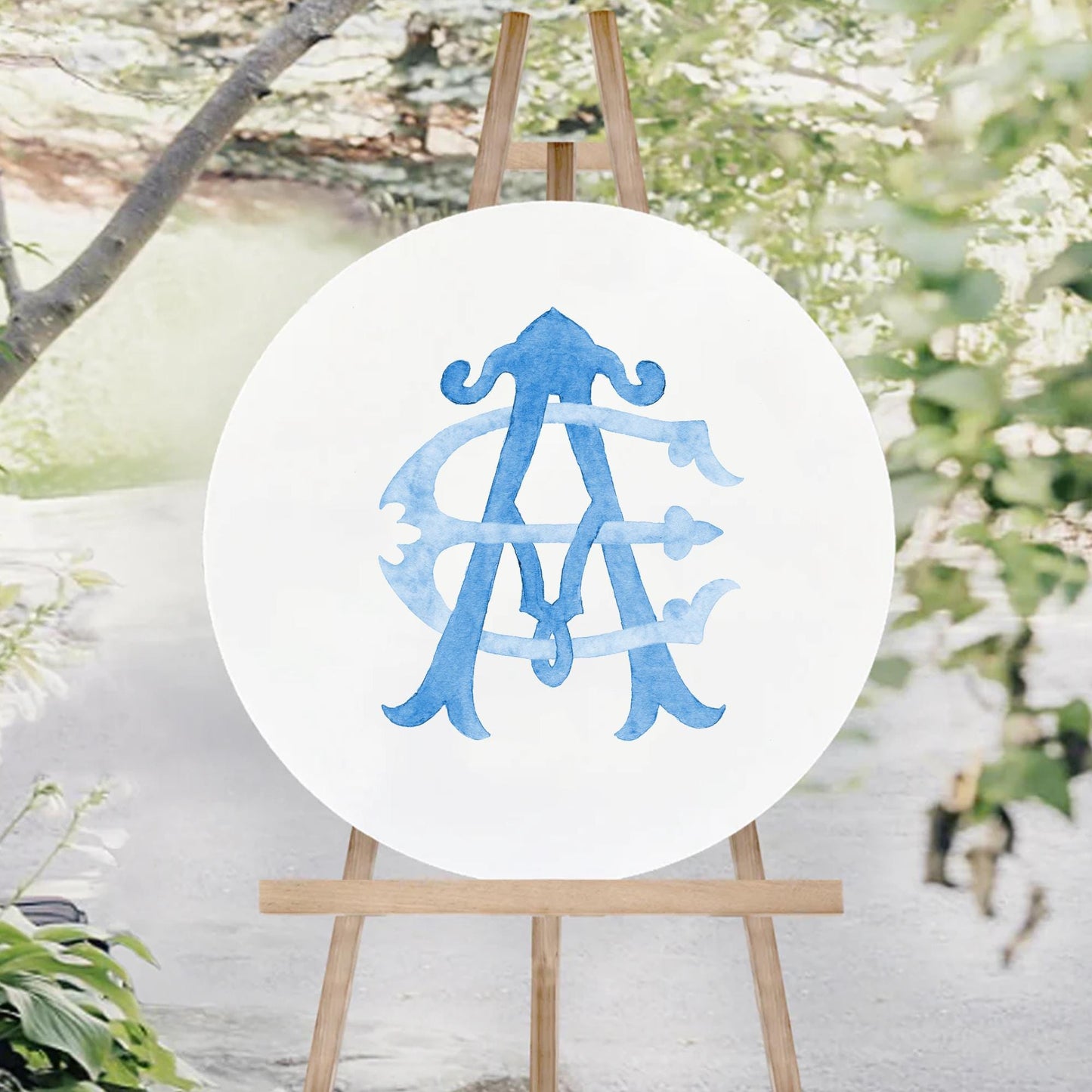 Watercolor Wedding Monogram AE – Classic Initial Crest (Digital Download)