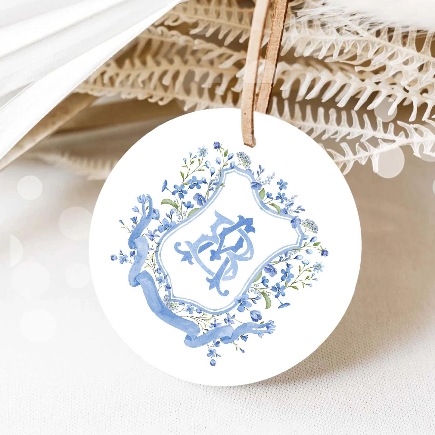 Blue WildFlower Wedding Crest - Monogram Crest - WildFlower Floral Luxury Watercolor Wedding Crest - Romantic Wedding Crest- Boho WildFlower