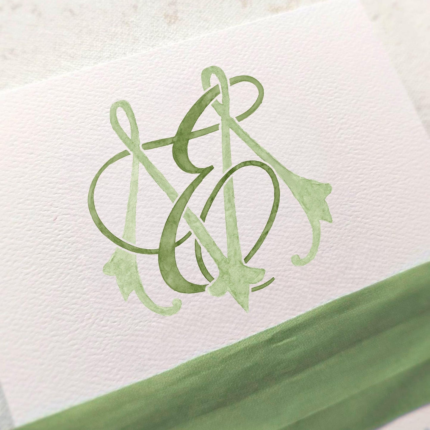 Watercolor Wedding Monogram EM – Classic Letter Crest (Digital Download)