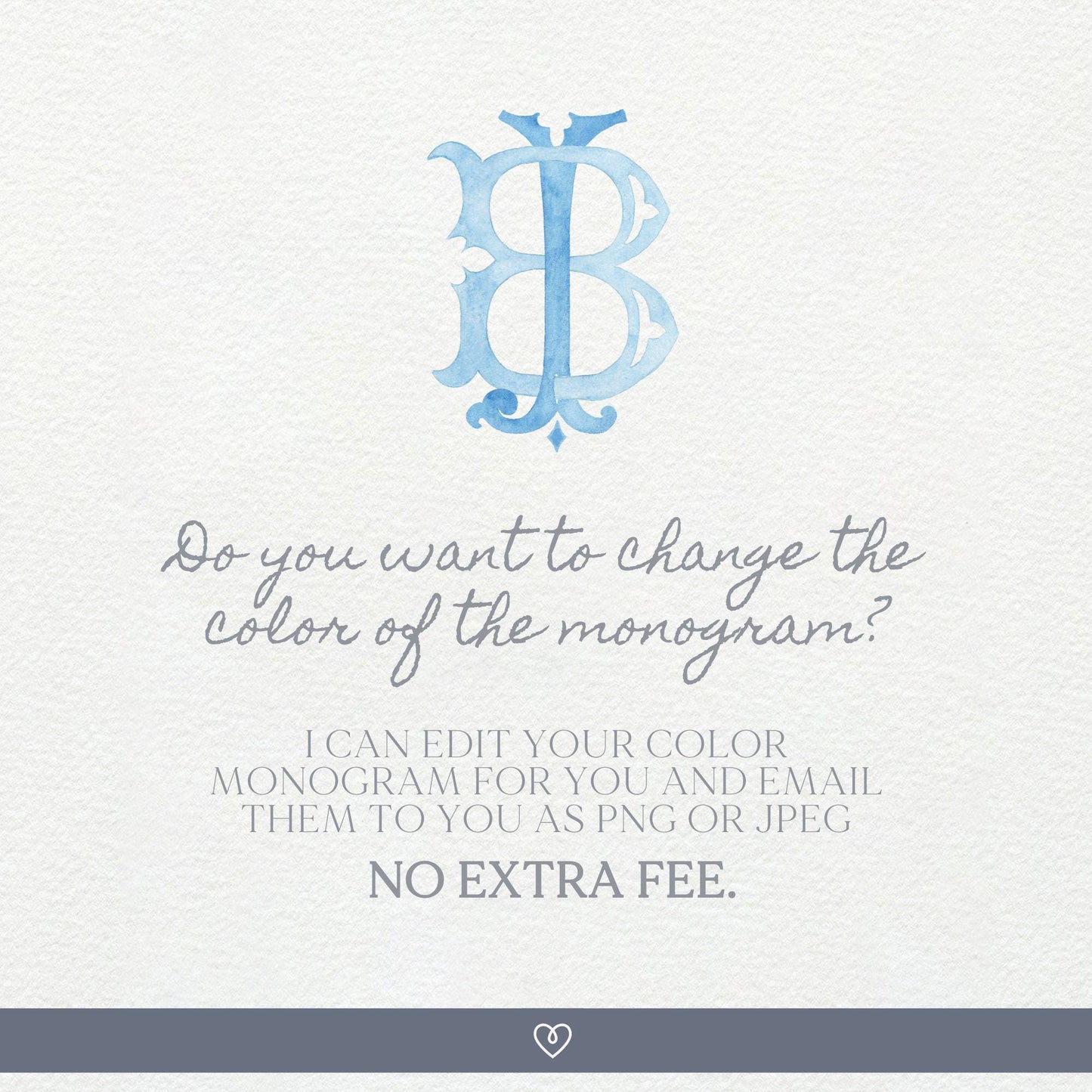 Watercolor Wedding Monogram JB - Classic 2 Letter Design (Digital Download)