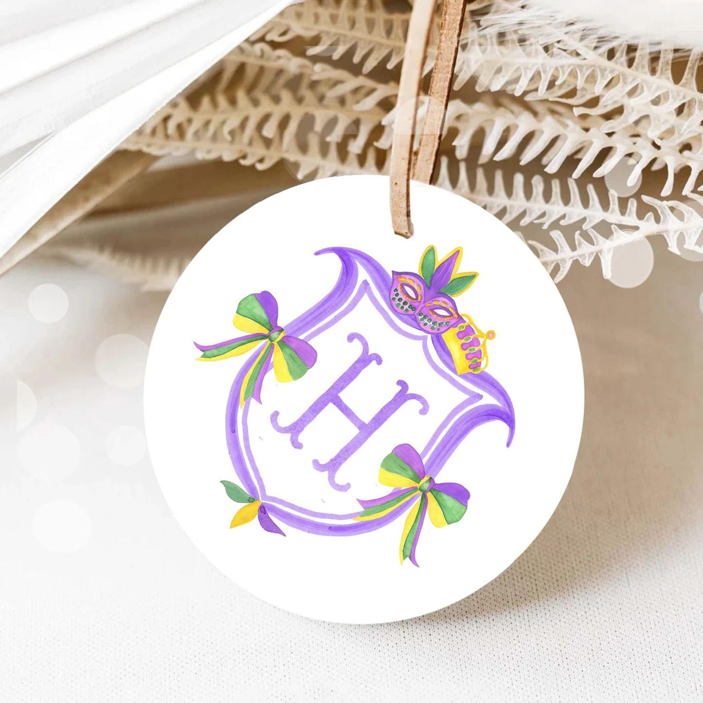 Mardi Gras New Orleans Crest Watercolor Wedding Crest - Monogram Crest - Mardi Gras Watercolor Wedding Crest Romantic Wedding Crest