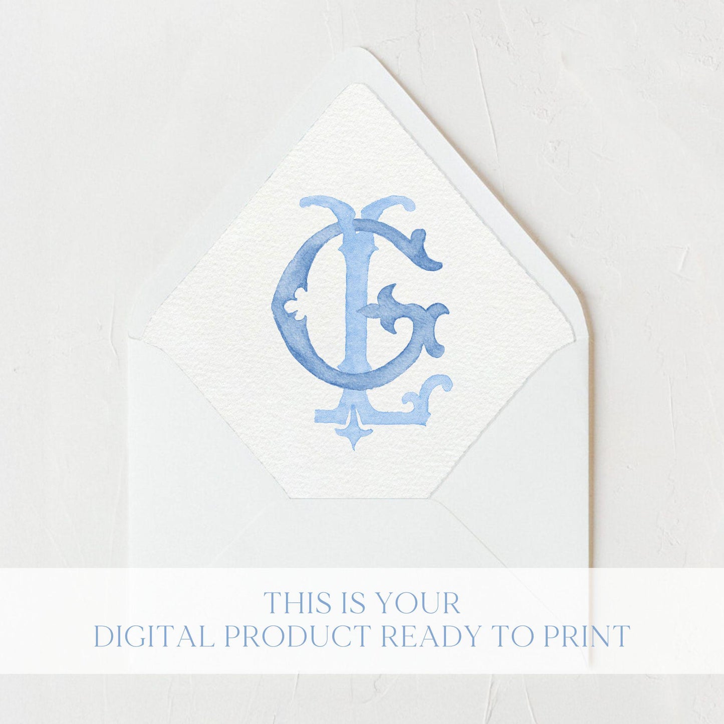Watercolor GL Wedding Monogram – Classic Letter Design (Digital Download)