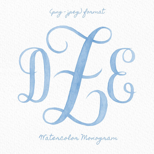 Custom Three Monogram Initial Letters, Three Monogram for Crest Design, Wedding Monogram, Wedding Logo, Custom Watercolor Wedding Crest