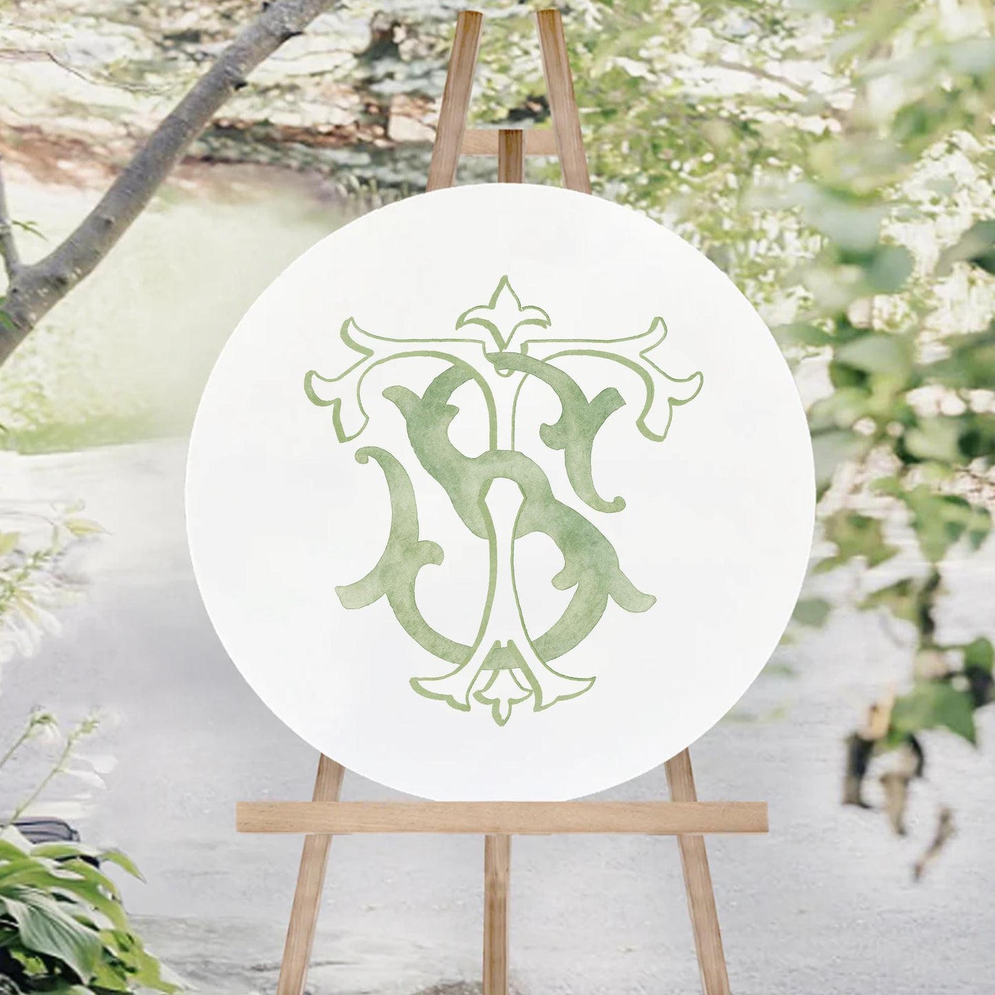 Watercolor Wedding Monogram – TS Classic Letter (Digital Download)