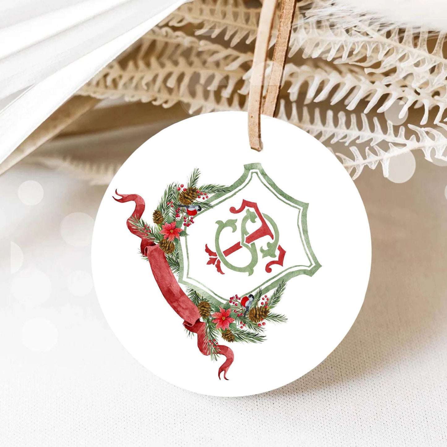 Custom Christmas Wedding Crest - Monogram Crest - Rose Hips Floral Watercolor Wedding Crest - Winter Christmas Wedding Crest - Winter Crest