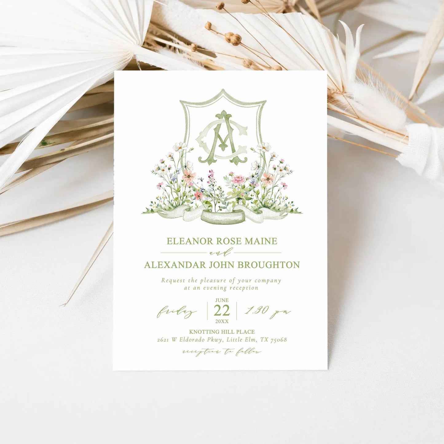 Wildflower Garden Flower Wedding Crest - Monogram Crest - Colorful Spring Floral Watercolor Wedding Crest - Romantic Wedding Crest