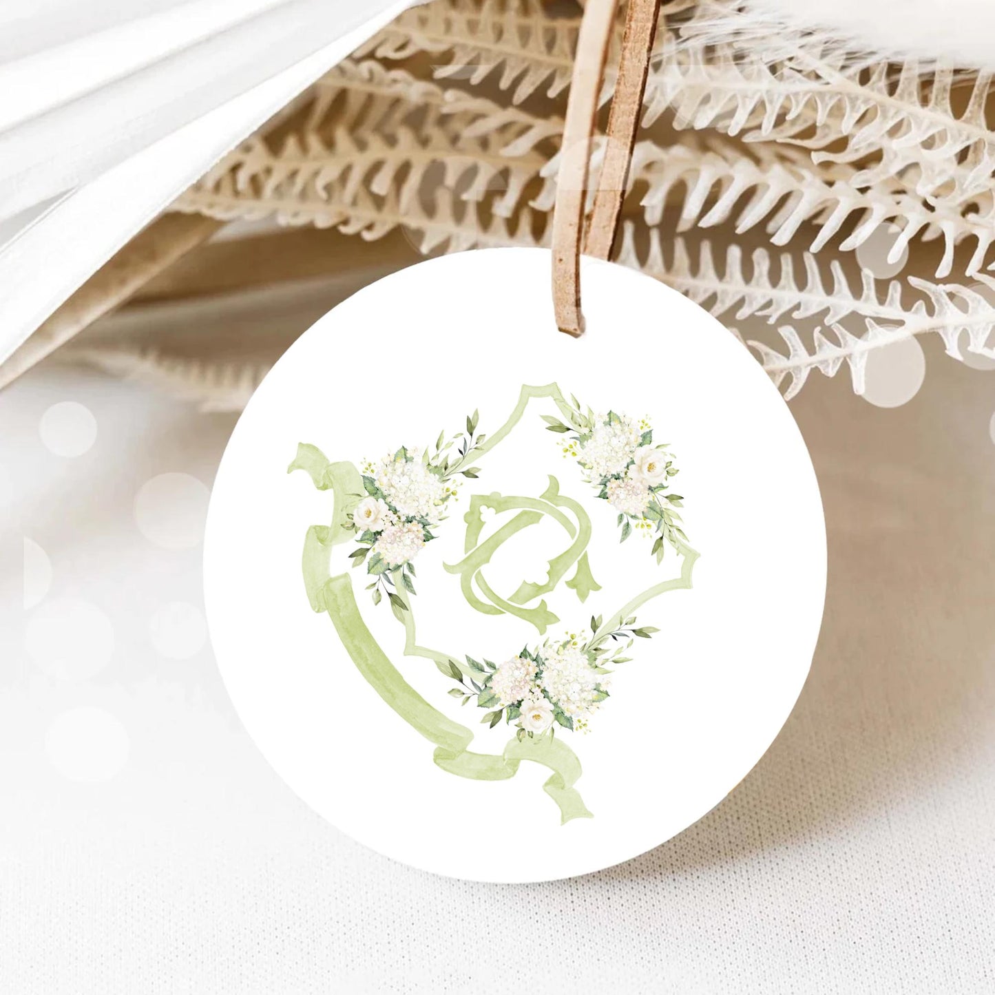 White Hydrangea Flower Wedding Crest - Monogram Crest - Hydrangea Floral Luxury Watercolor Wedding Crest - Romantic Wedding Crest