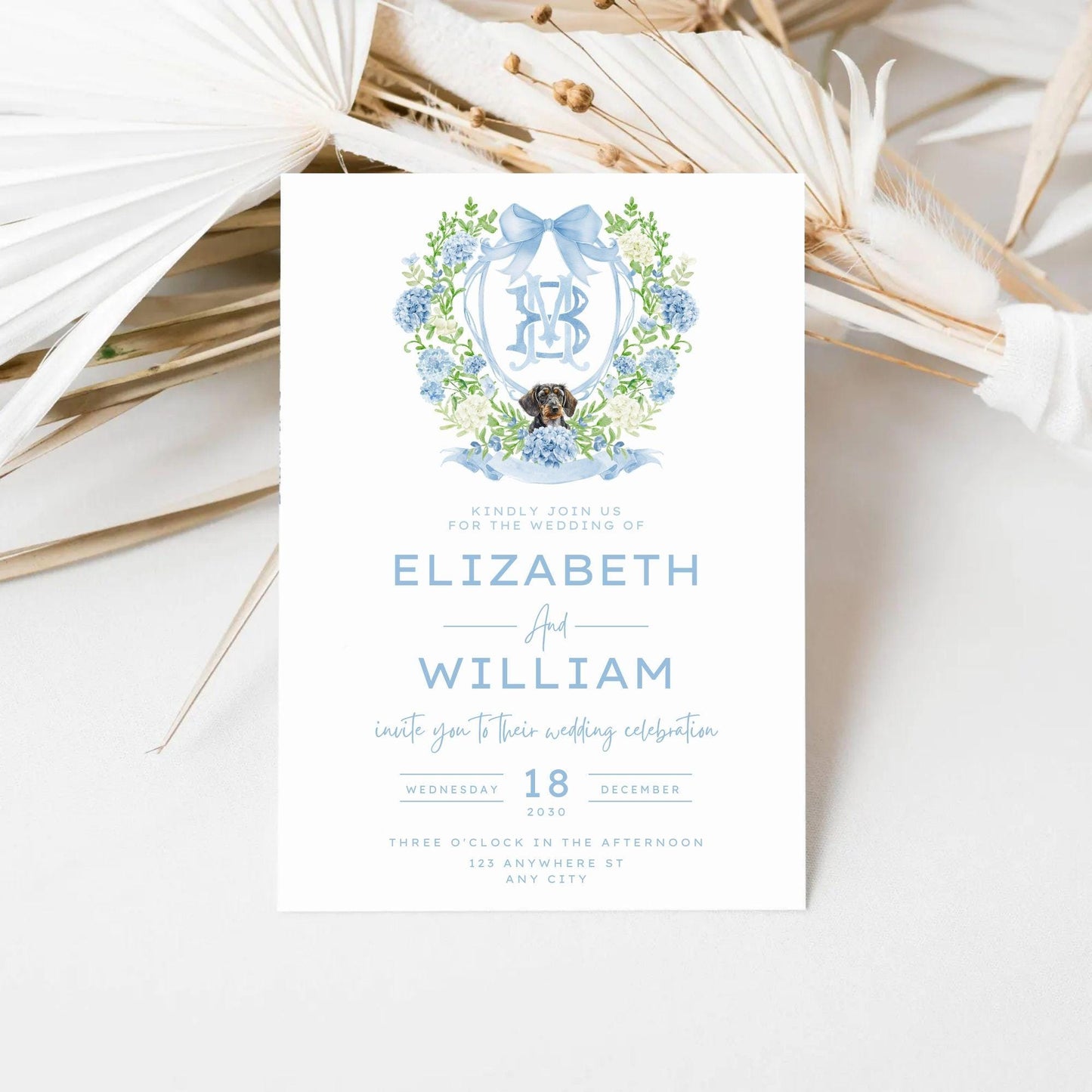 Hydrangea Flower Wedding Crest - Monogram Crest - Hydrangea Floral Luxury Watercolor Wedding Crest - Romantic Wedding Crest- Boho Hydrangea