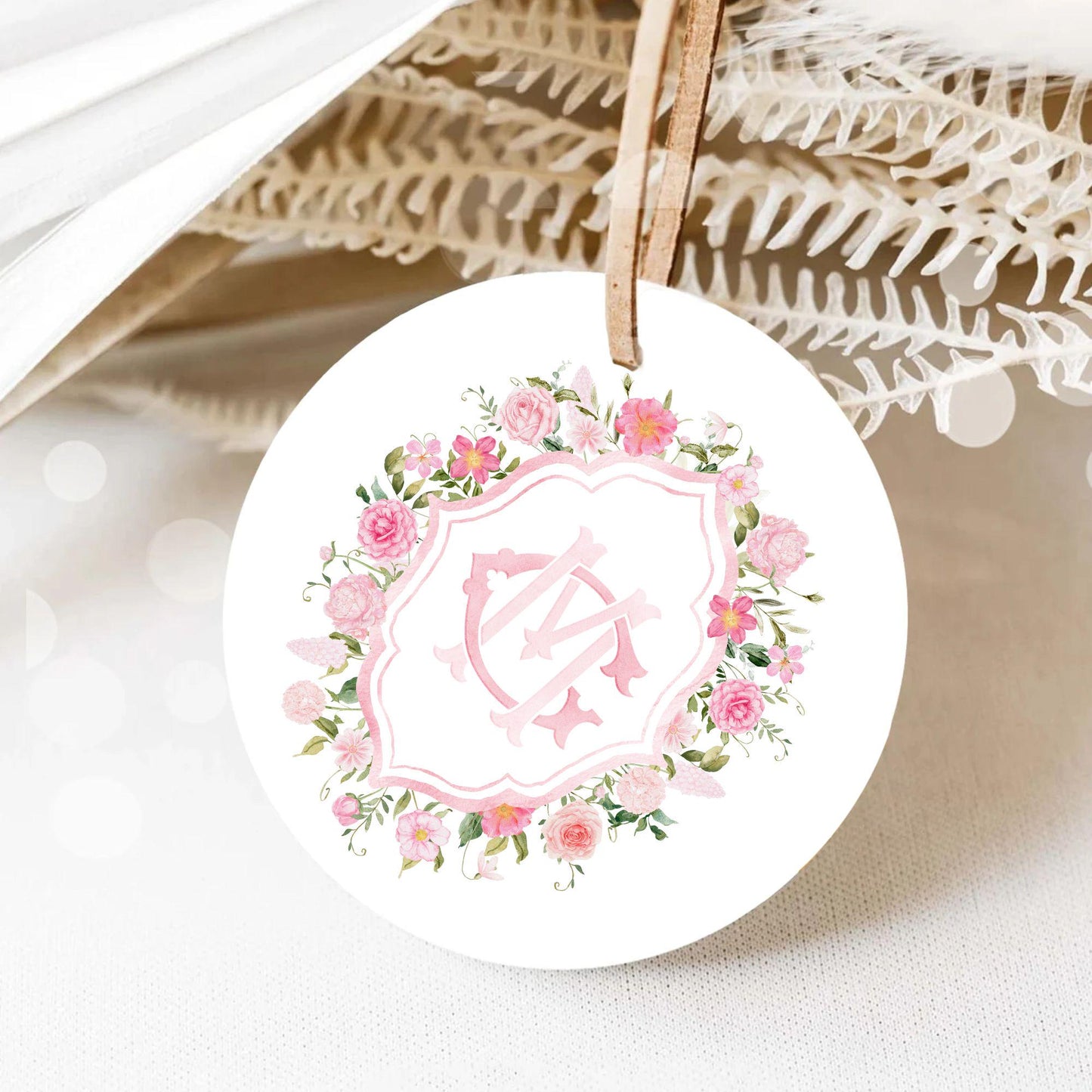 Roses Bouquets Flower Wedding Crest - Monogram Crest - Pink Peony Delicate Summer Floral Watercolor Wedding Crest - Romantic Wedding Crest