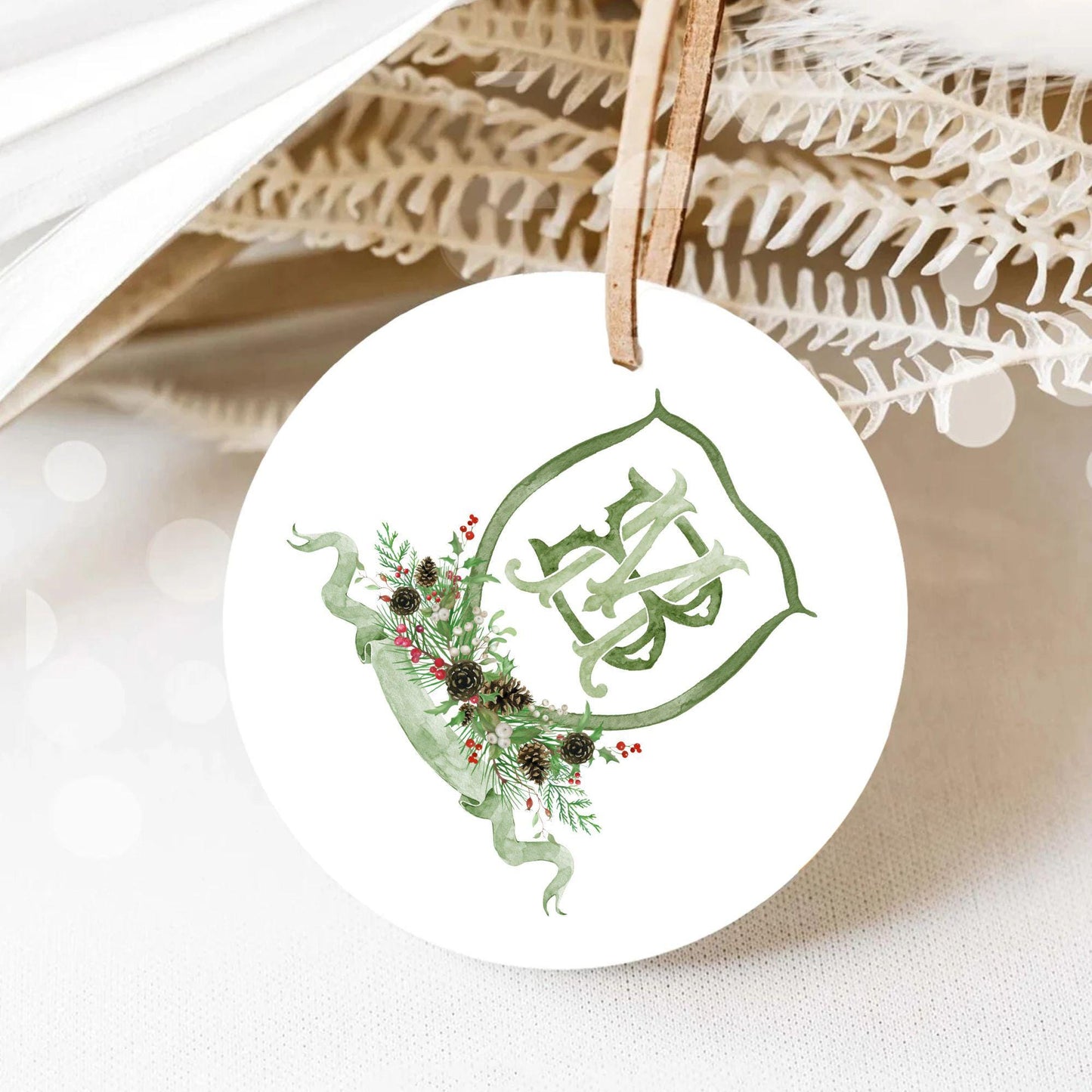Custom Christmas Wedding Crest - Monogram Crest - Rose Hips Floral Watercolor Wedding Crest - Winter Christmas Wedding Crest - Winter Crest
