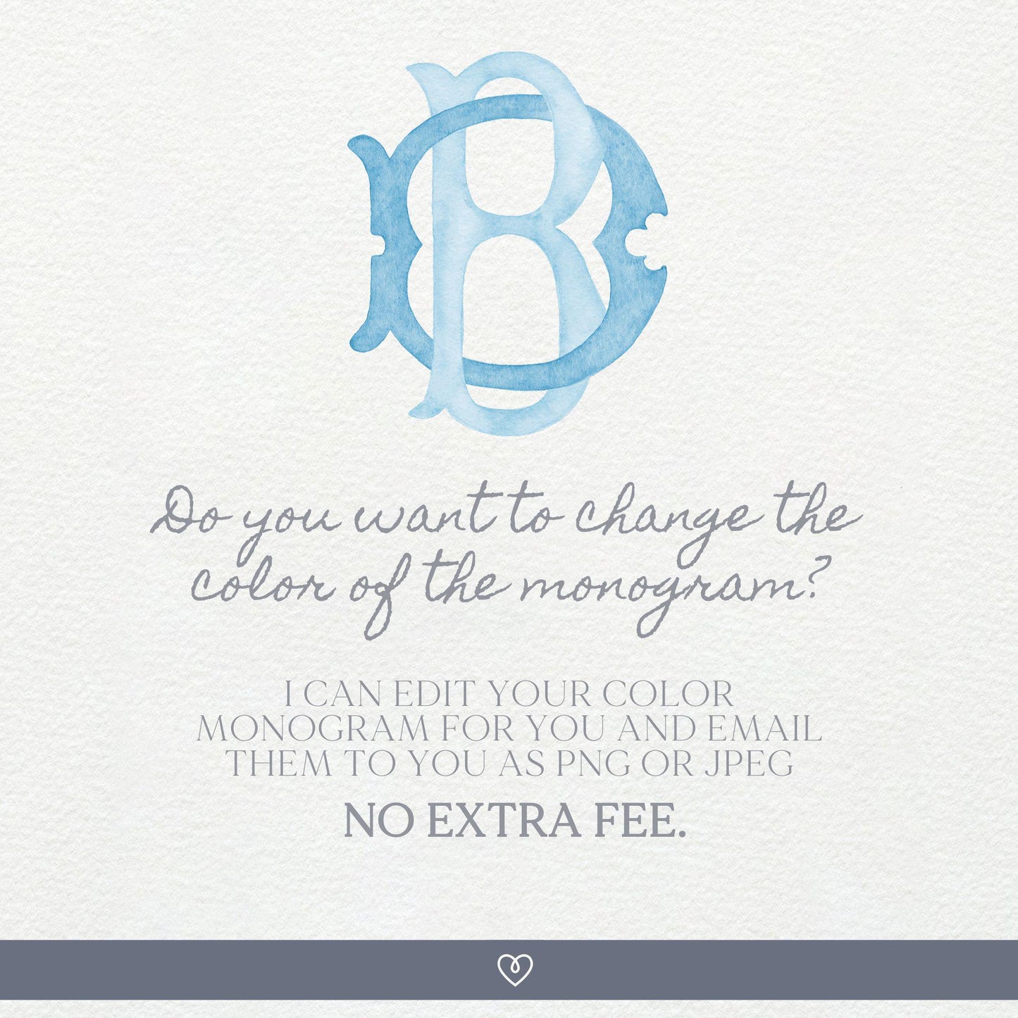 Watercolor Wedding Monogram DB - Classic Initial Design (Digital Download)