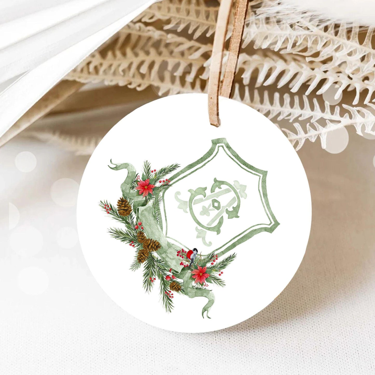 Custom Christmas Wedding Crest - Monogram Crest - Rose Hips Floral Watercolor Wedding Crest - Winter Christmas Wedding Crest - Winter Crest