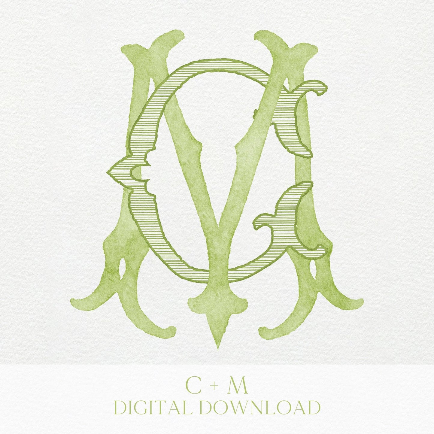 Watercolor Wedding Monogram – Classic CM Design (Digital Download)