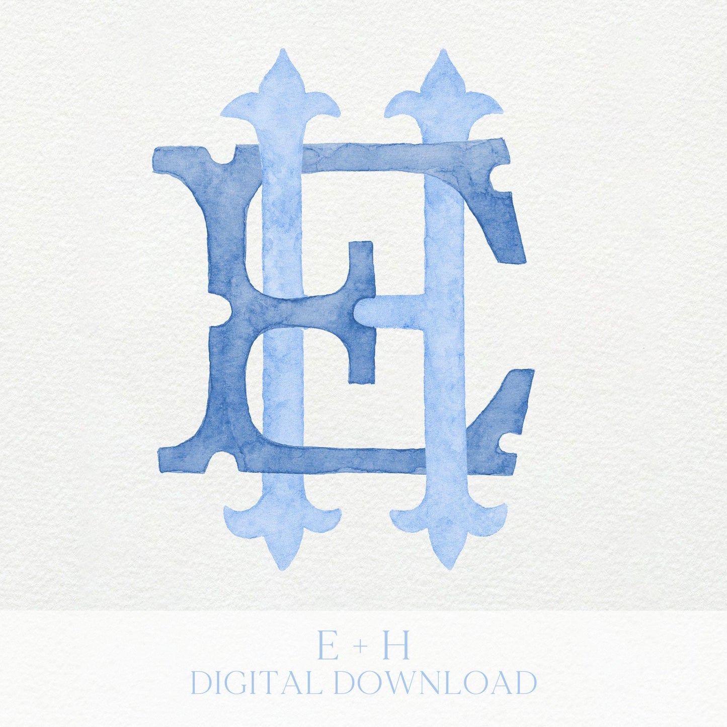 Watercolor Wedding Monogram EH – Classic Style (Digital Download)