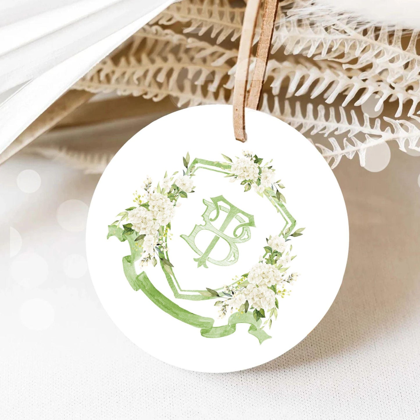 White Hydrangea Flower Wedding Crest - Monogram Crest - Hydrangea Floral Watercolor Wedding Crest - Romantic Wedding Crest - Boho Hydrangea