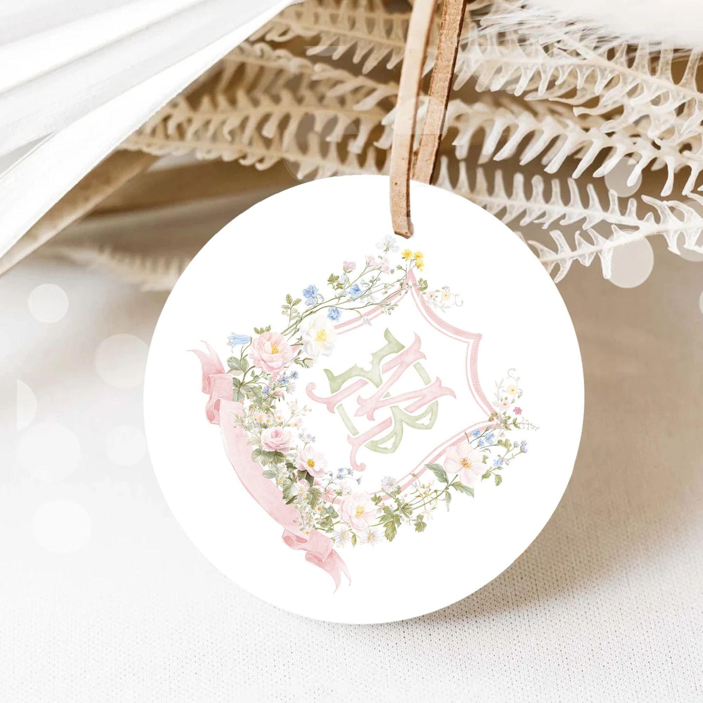 Pastel Wildflowers Light Pink Watercolor Wedding Crest - Monogram Crest - Floral Watercolor Wedding Crest - Romantic Wedding Crest