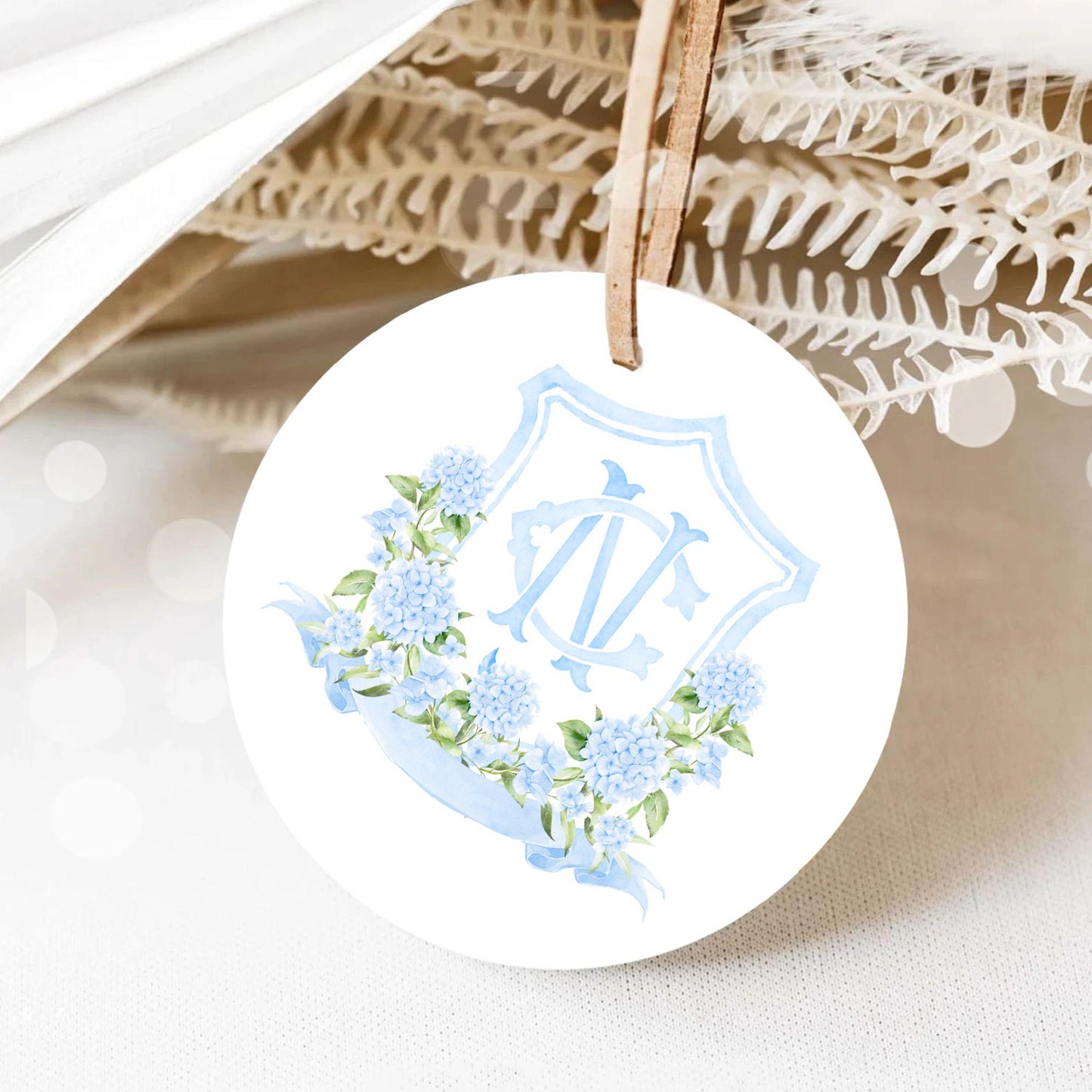 Watercolor Hydrangea Wedding Crest – Light Blue Floral Monogram (Digital Download)