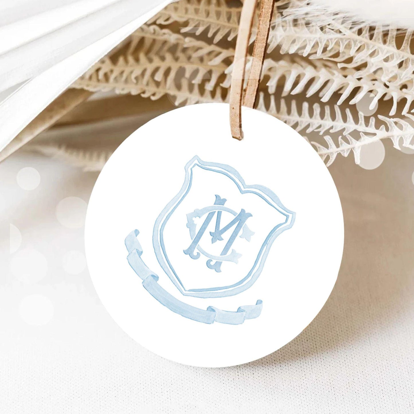 Blue Modern Classic Wedding Crest - Monogram Crest - Watercolor Wedding Crest - Romantic Wedding Crest - Custom Monogram Initial Letters