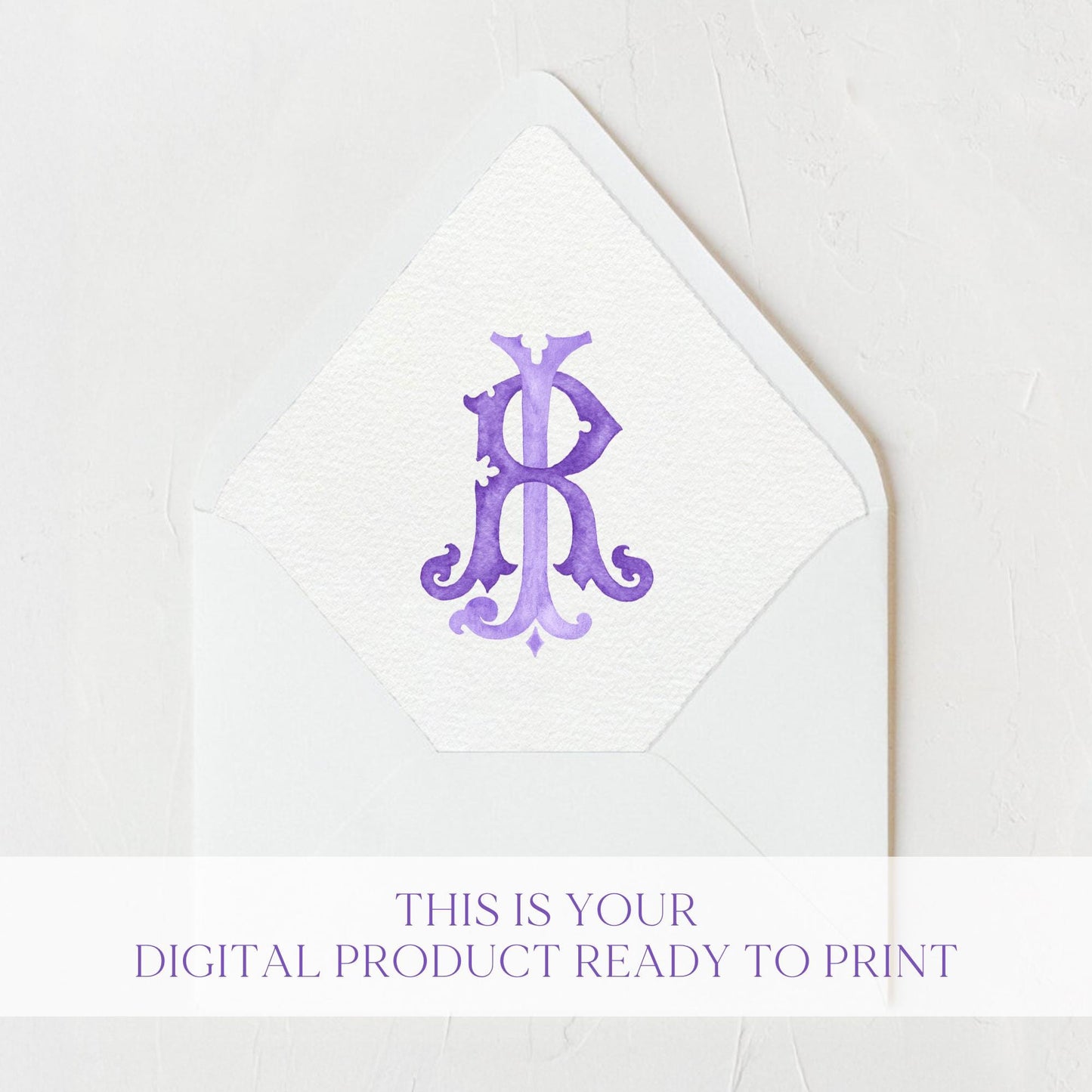 Watercolor Wedding Monogram – JR Classic Design (Digital Download)