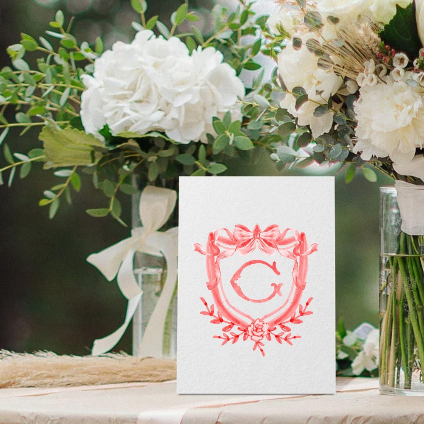 Valentine's Day Crests Watercolor Wedding Crest - Monogram Crest - Valentine Watercolor Wedding Crest Romantic Wedding Crest