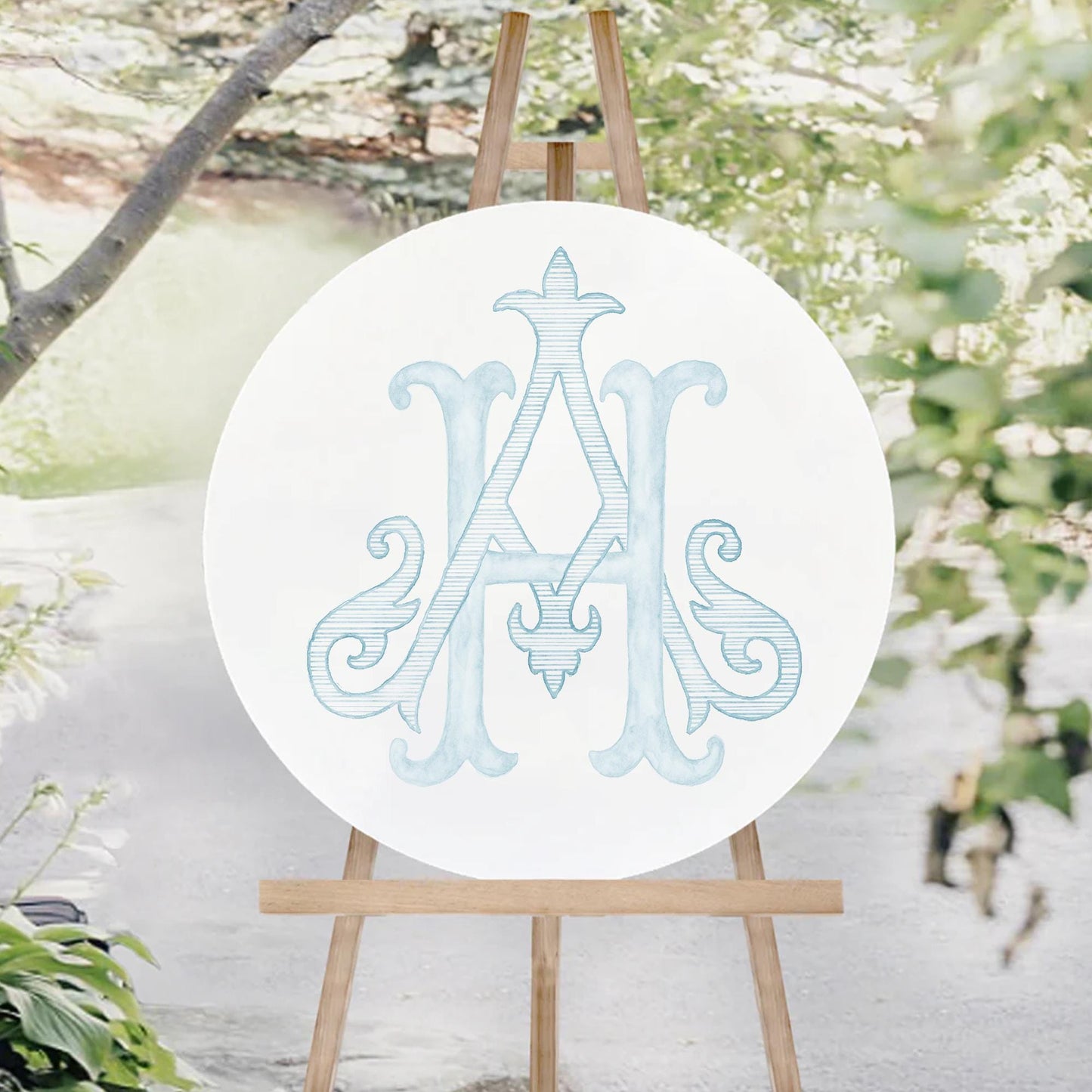 Watercolor Wedding Monogram AH – Classic HA Initial Crest (Digital Download)
