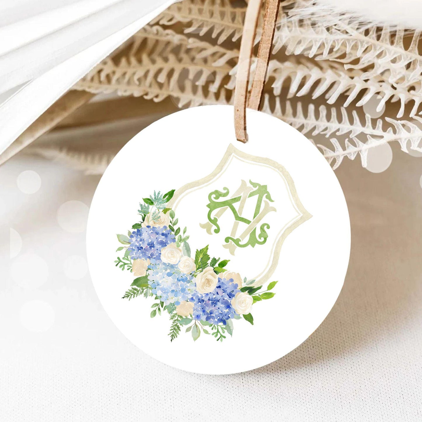 Hydrangea Flower Wedding Crest - Monogram Crest - Hydrangea Floral Blue Watercolor Wedding Crest - Romantic Wedding Crest - Boho Hydrangea