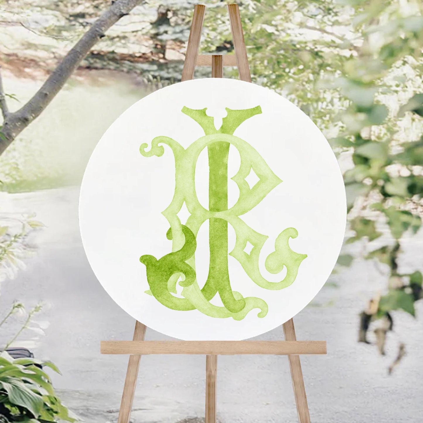 Watercolor Wedding Monogram – RJ Initial Crest (Digital Download)