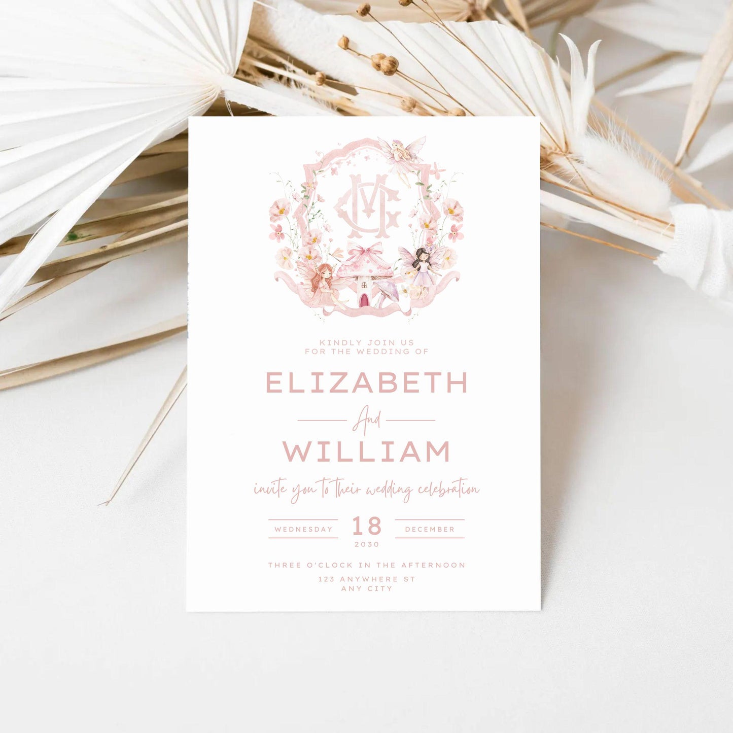 Fairy Enchanted Garden Crest - Monogram Crest - Wildflower Floral Luxury Watercolor Birthday Crest - Romantic Birthday Crest- Fairy