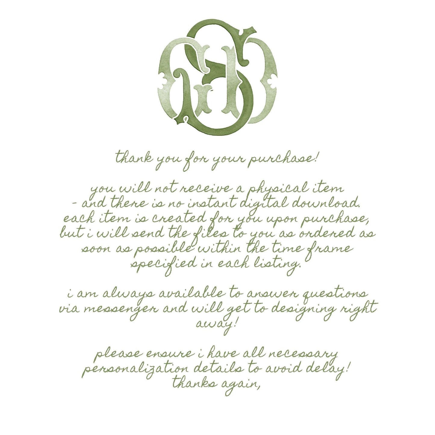 Custom Three Monogram Initial Letters, Three Monogram for Crest Design, Wedding Monogram, Wedding Logo, Custom Watercolor Wedding Crest