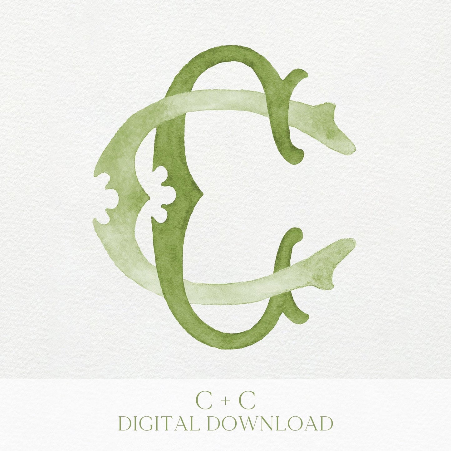 Watercolor Wedding Monogram CC Classic Monogram - Digital Download - 2 Letter Monogrammed - Custom Watercolor Wedding Crest
