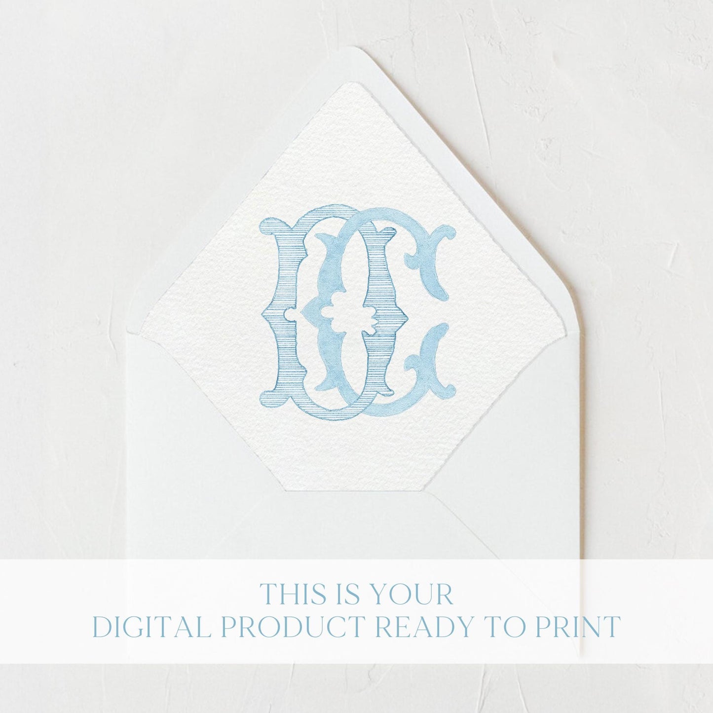 Watercolor Wedding Monogram – DC Interlocking Design (Digital Download)
