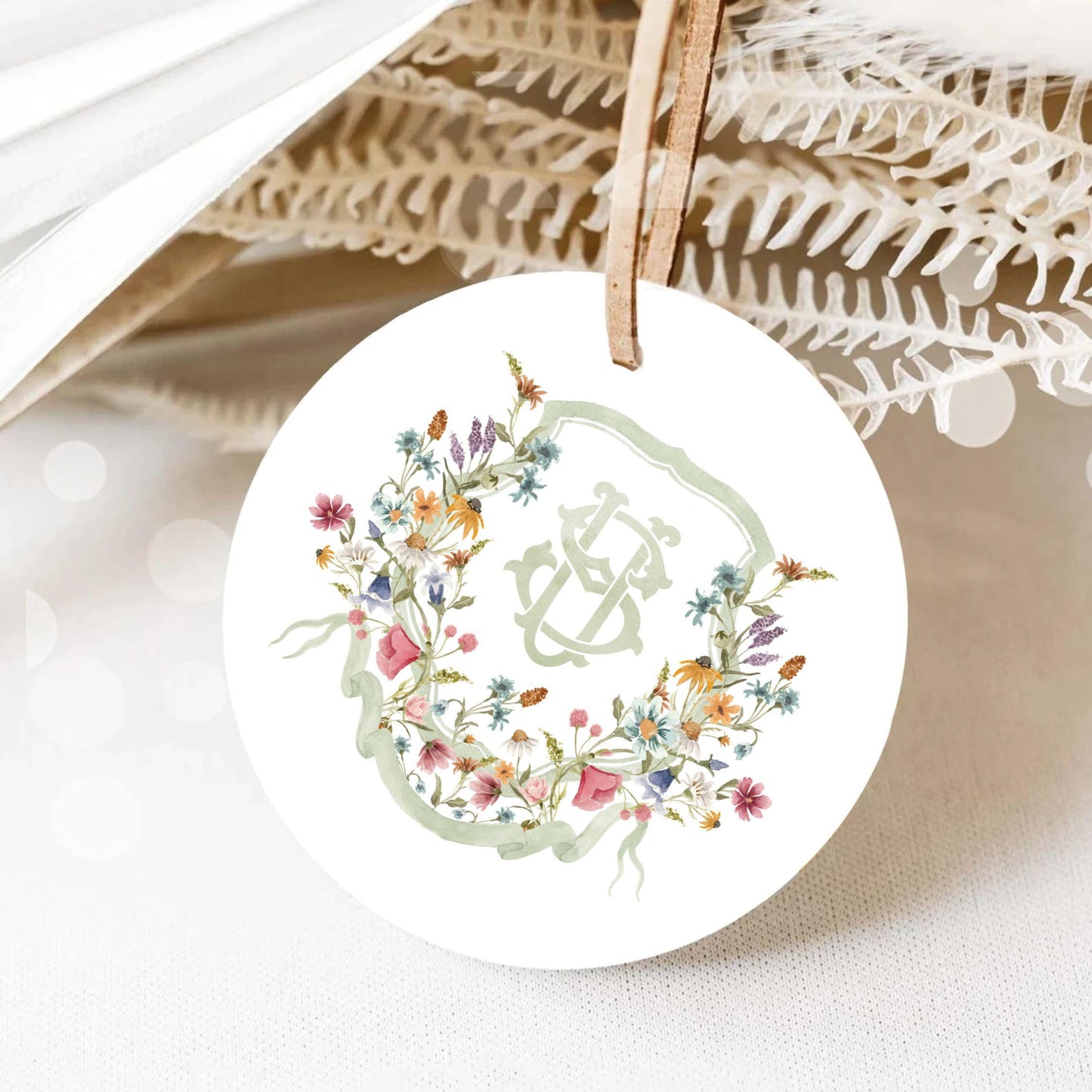 Wildflower Flower Wedding Crest - Monogram Crest - Wildflower Floral Luxury Watercolor Wedding Crest - Romantic Wedding Crest
