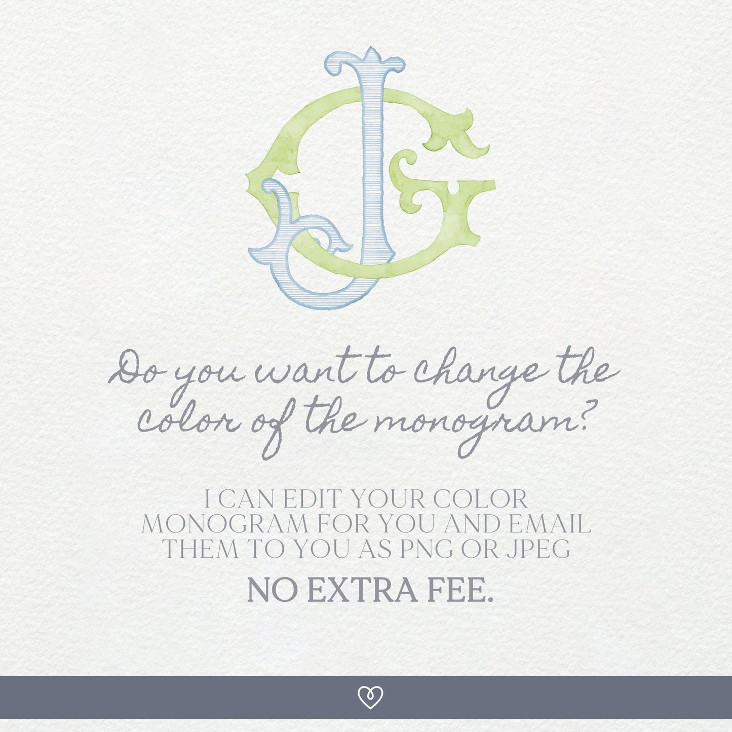 Watercolor Wedding Monogram – JG Initial Crest (Digital Download)