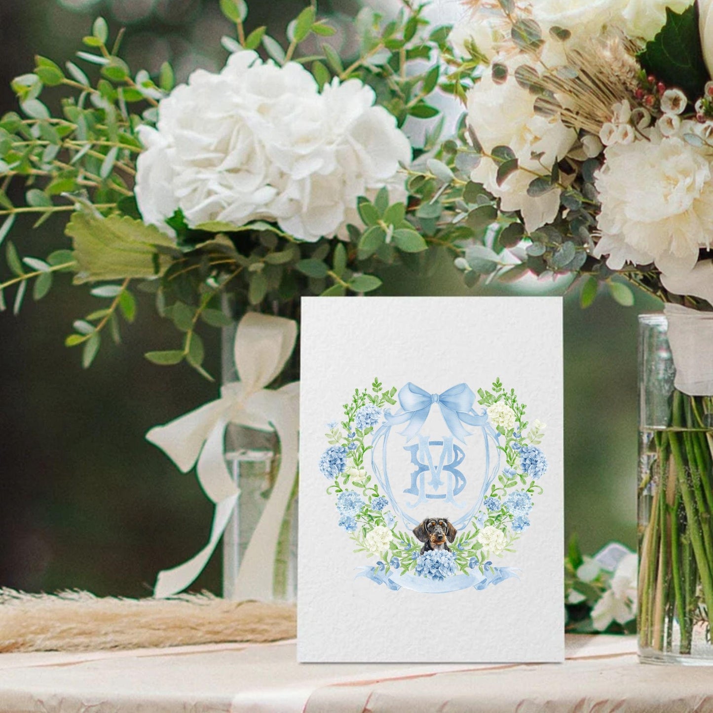 Hydrangea Flower Wedding Crest - Monogram Crest - Hydrangea Floral Luxury Watercolor Wedding Crest - Romantic Wedding Crest- Boho Hydrangea