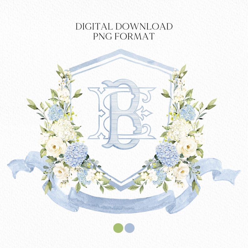White Roses Hydrangea Flower Wedding Crest