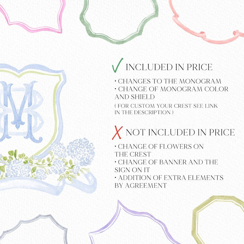 Watercolor Hydrangea Wedding Crest – Light Blue Floral Monogram (Digital Download)
