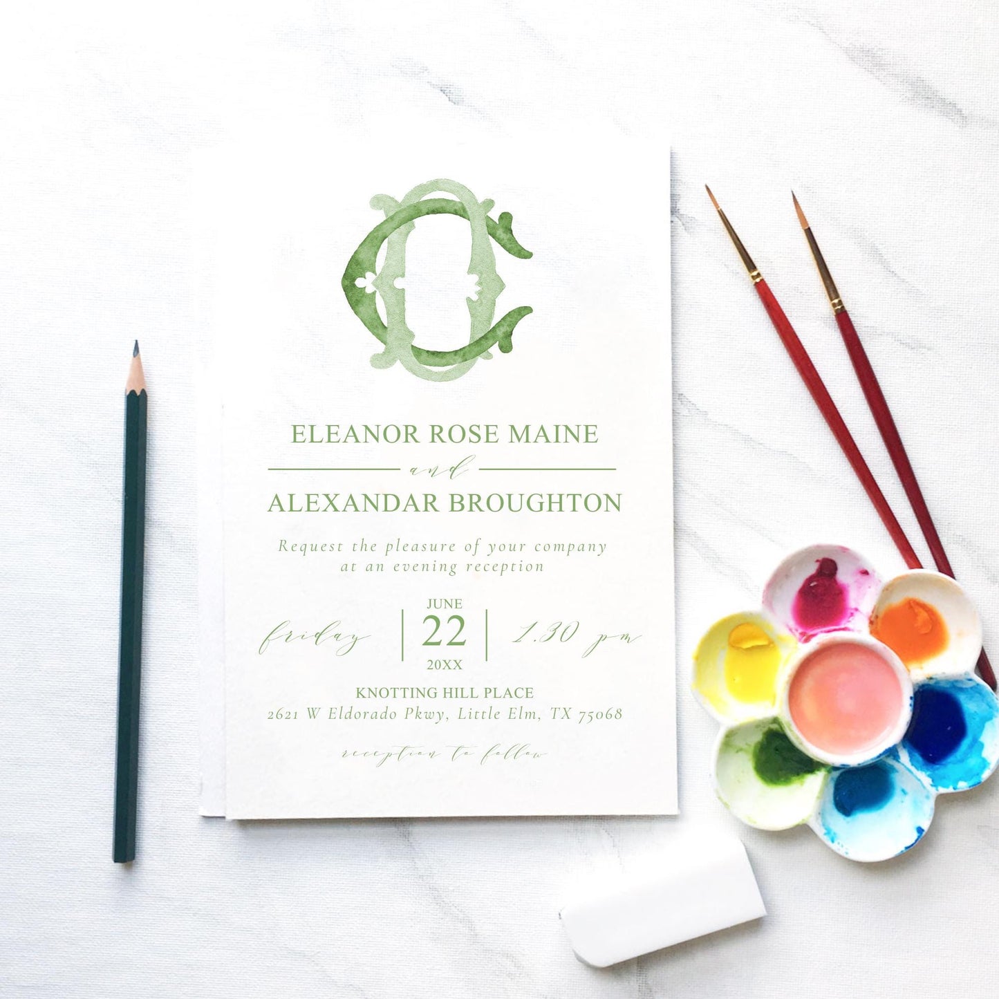 Watercolor Wedding Monogram – Classic Letter Art (Digital Download)