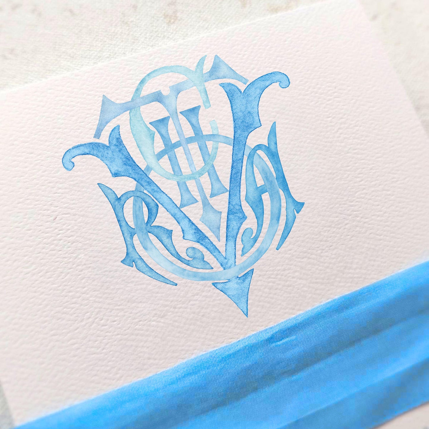 Custom Monogram Name Initial 4-5 Letters, Monogram for Crest Design, Wedding Monogram, Wedding Logo, Custom Watercolor Wedding Crest