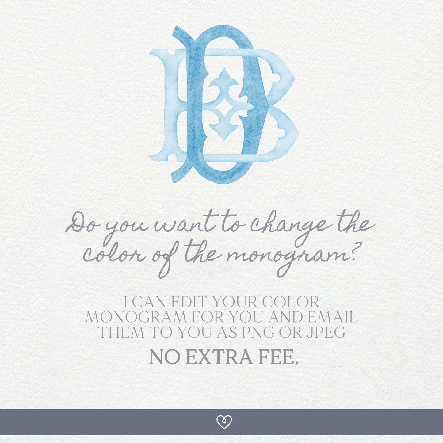 Watercolor Wedding Monogram DB – Classic Initial Crest (Digital Download)