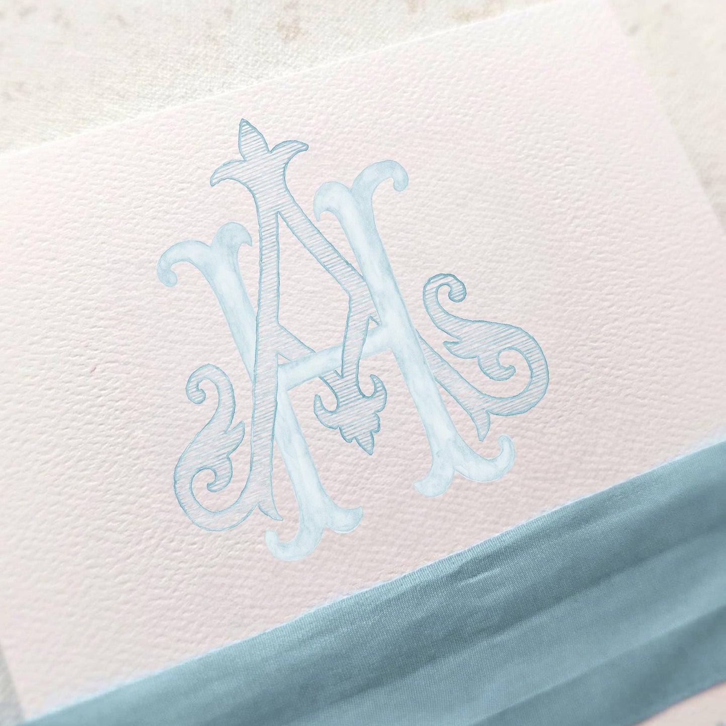 Watercolor Wedding Monogram AH – Classic HA Initial Crest (Digital Download)