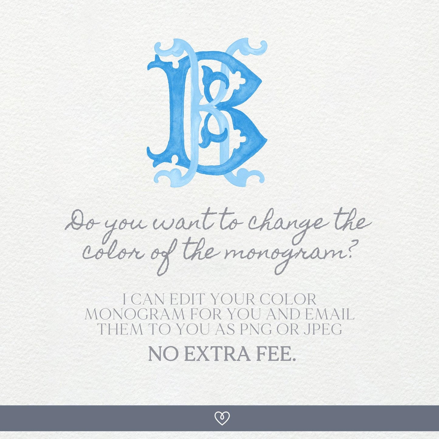 Watercolor Wedding Monogram – Classic BK/KB Initial Crest (Digital Download)