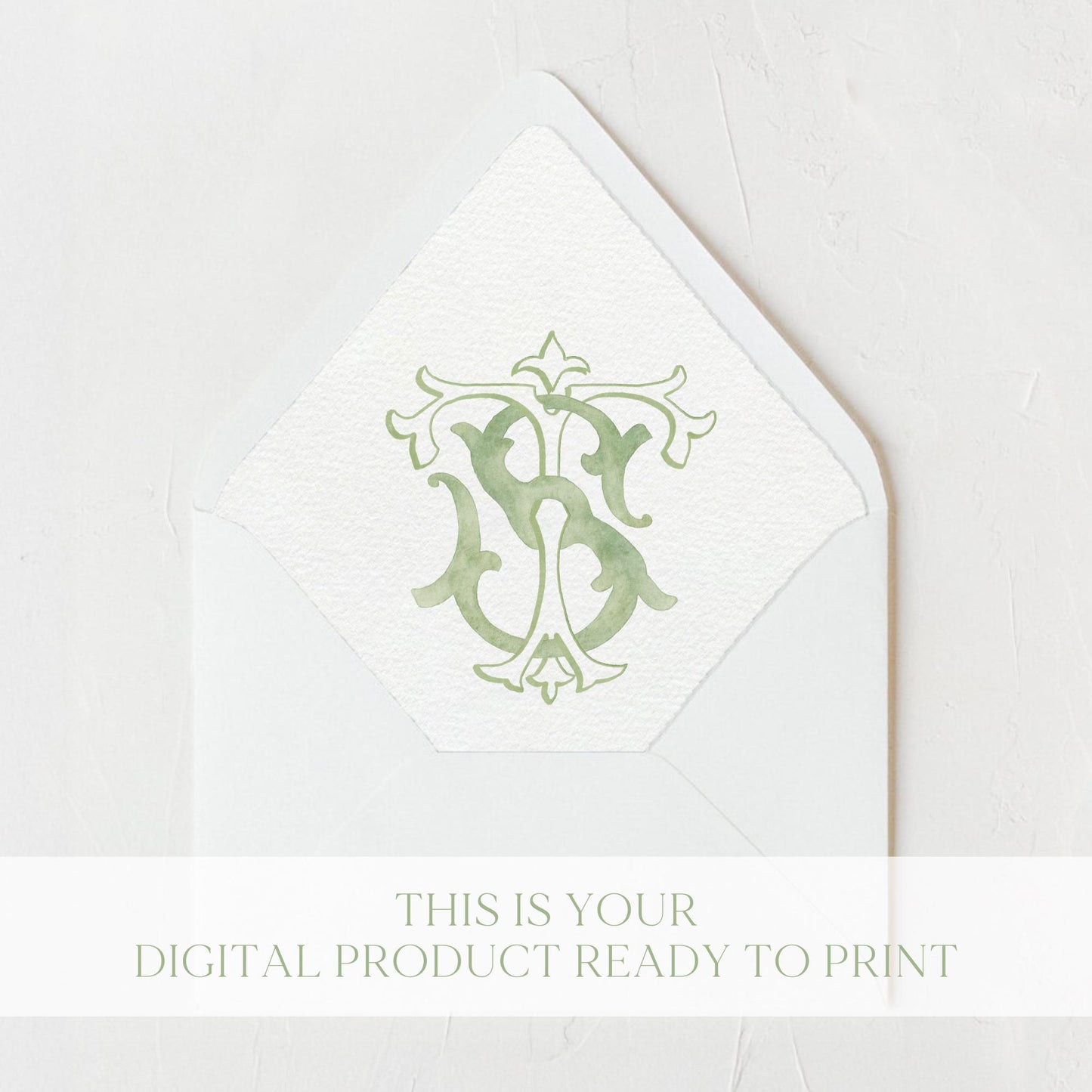 Watercolor Wedding Monogram – TS Classic Letter (Digital Download)