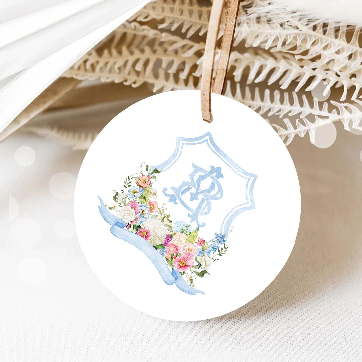 Wildflowers Bright Floral Hydrangea Watercolor Wedding Crest - Monogram Crest - Floral Watercolor Wedding Crest - Romantic Wedding Crest