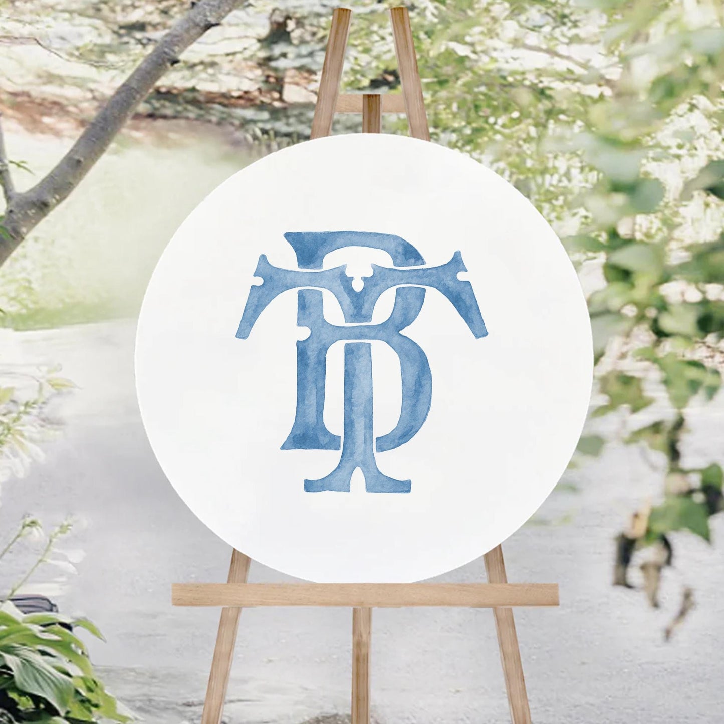 Watercolor Wedding Monogram – TB/BT Classic Design (Digital Download)