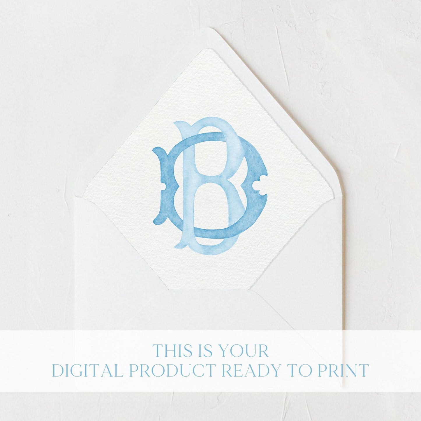 Watercolor Wedding Monogram DB - Classic Initial Design (Digital Download)
